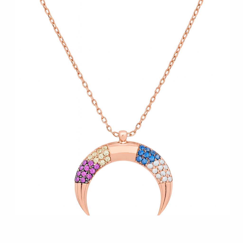 Half-Moon Multicolor Pendant Necklace