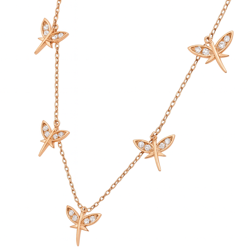 Butterfly Charm Necklace in Rose Gold