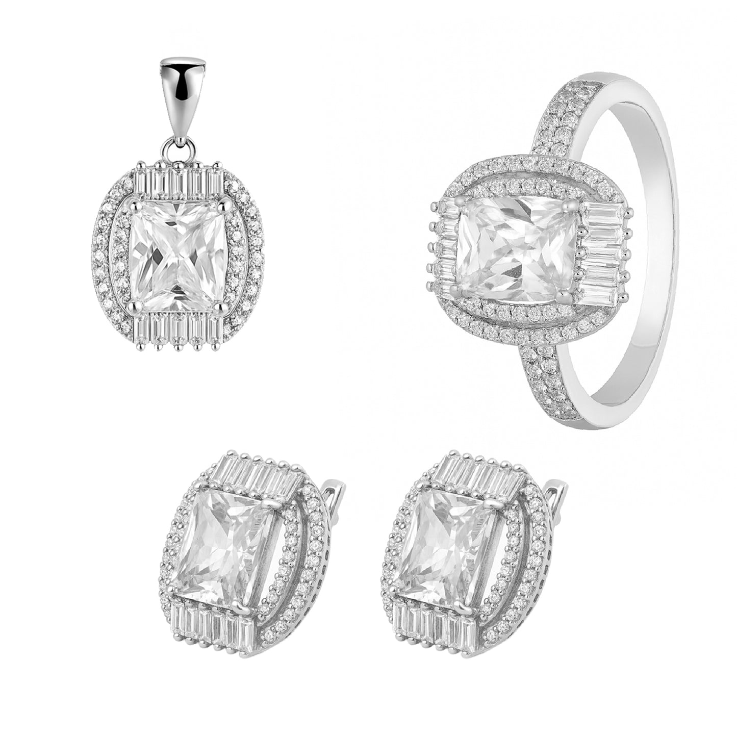 Majestic Radiance Set – Statement Pendant, Ring & Earrings in 925 Silver