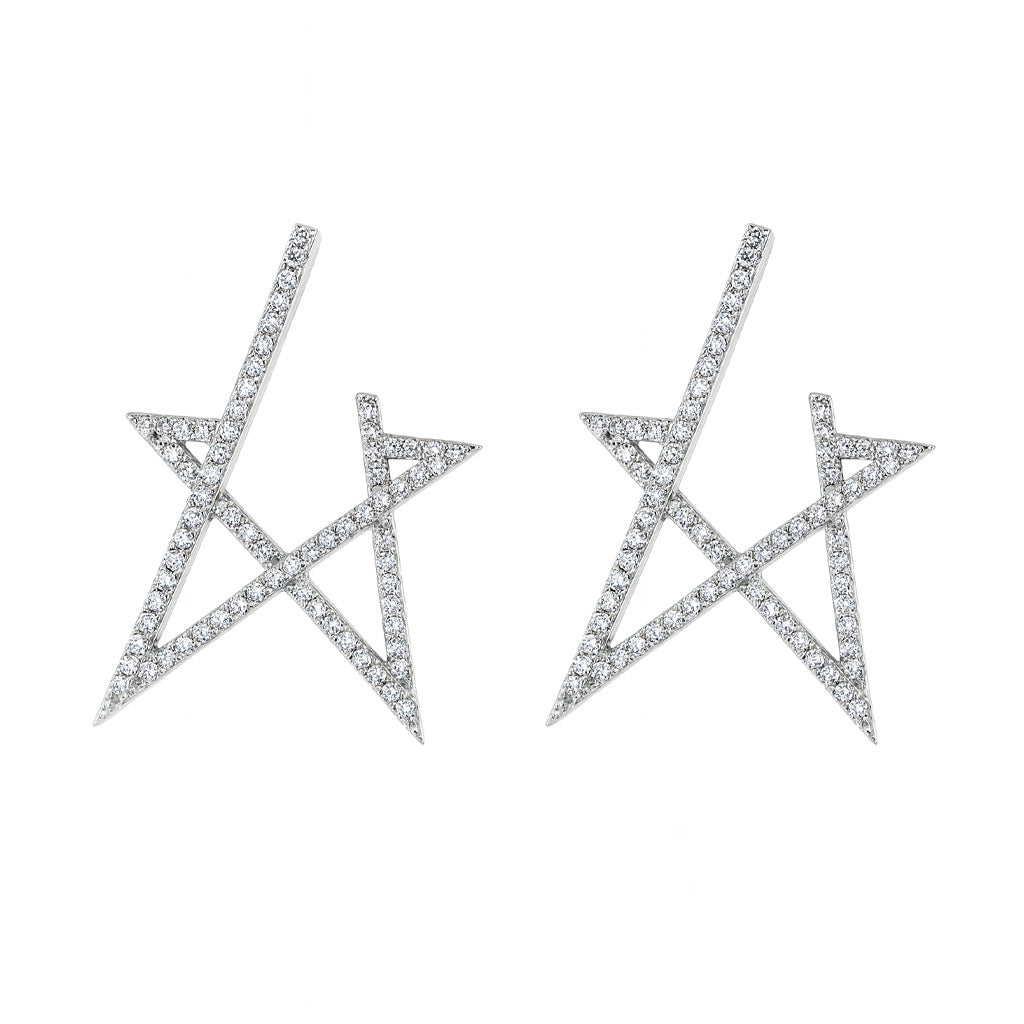 Star-Shaped Studded Stone Earrings