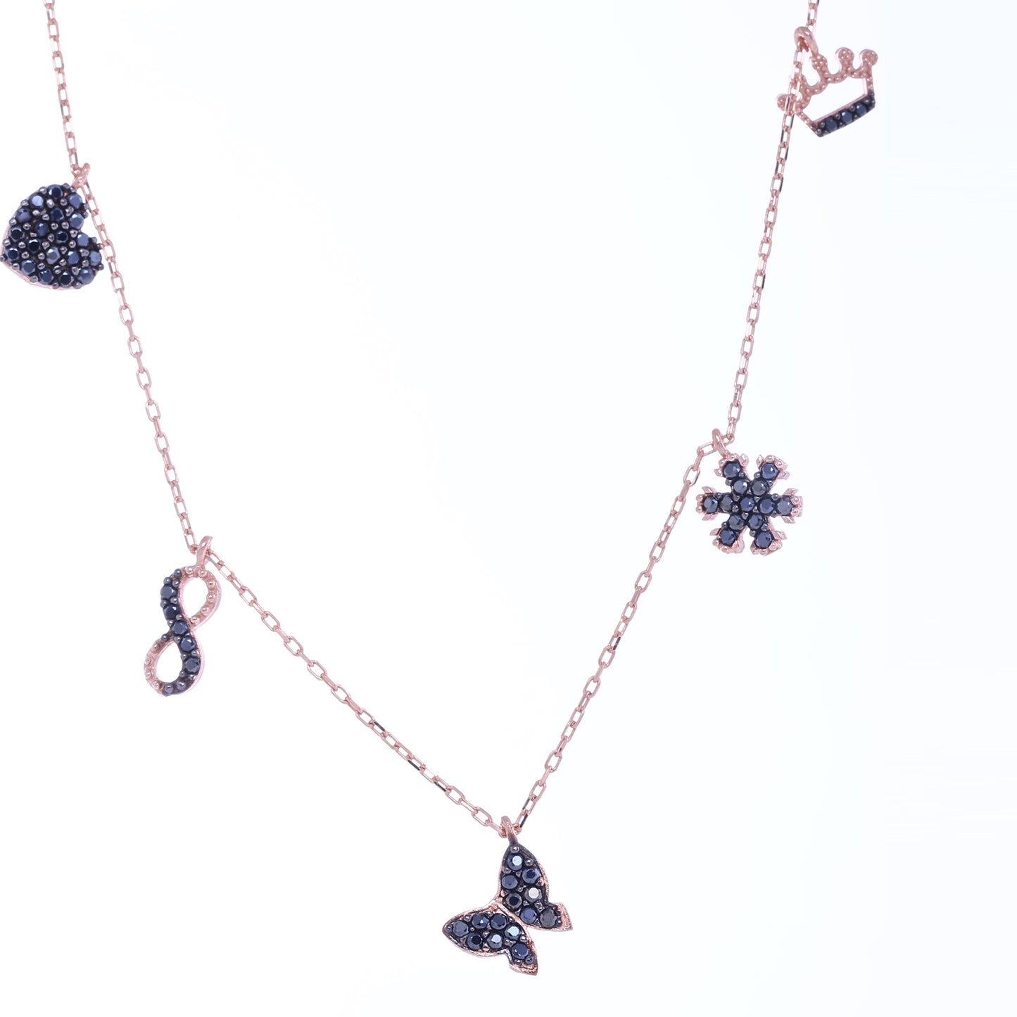 Multi-Charm Necklace in Rose Gold