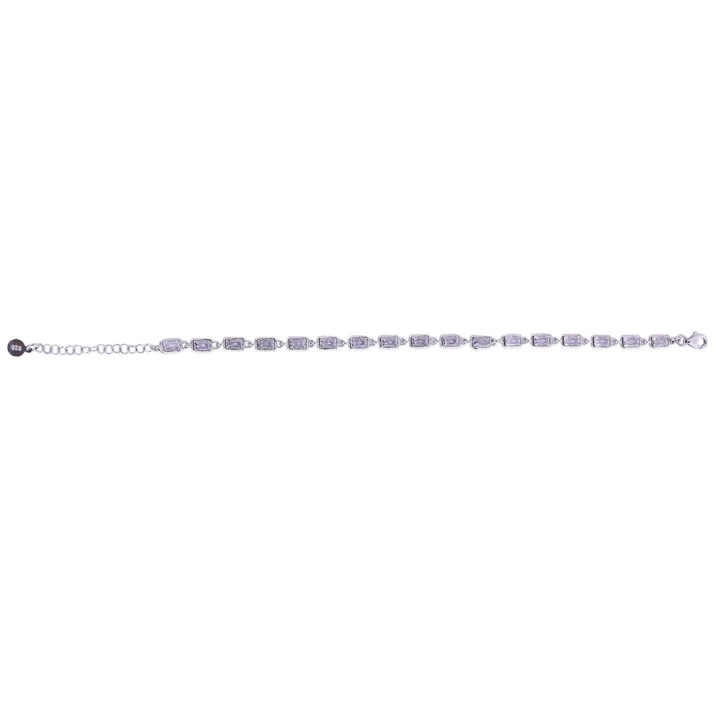 Crystal Elegance Silver Bracelet (Rectangle studded)