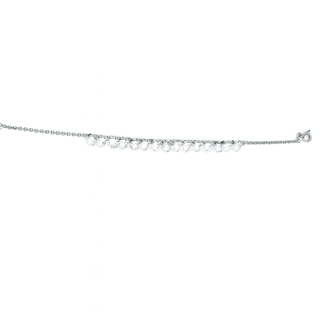 Twinkle Drops Silver Bracelet (Hanging round crystal bracelet)