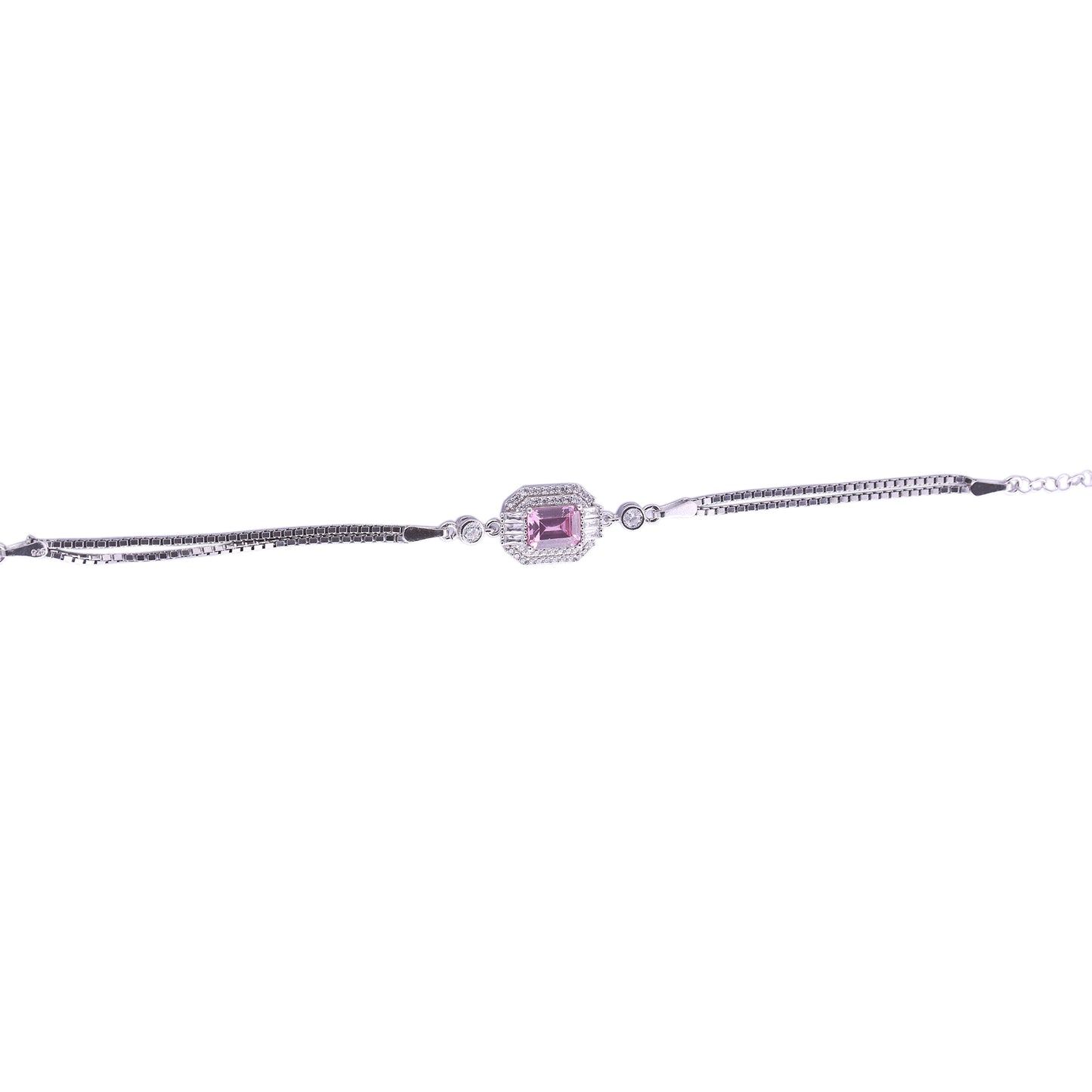 Blush Royale Pink Stone Silver Bracelet