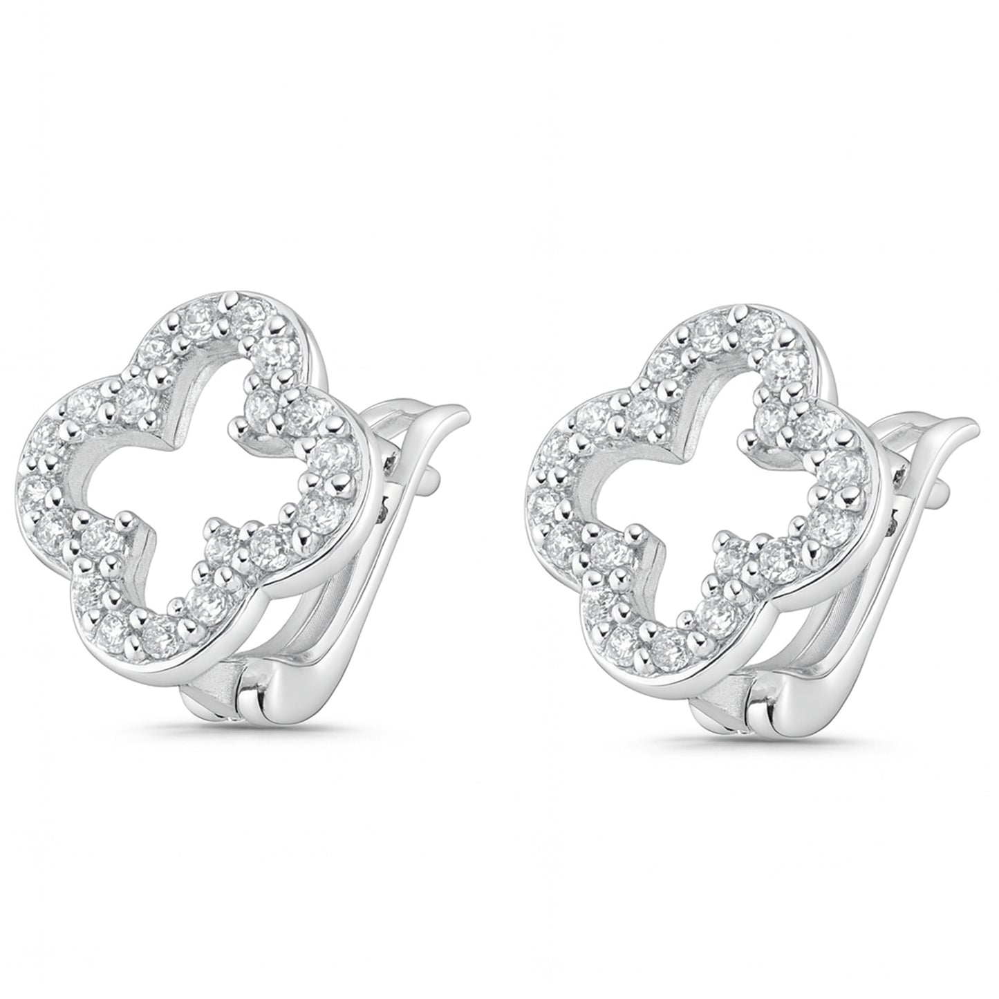 White Stone Floral Bali Earrings