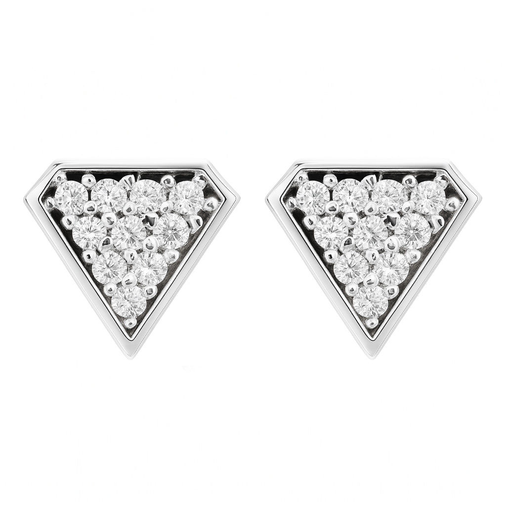 Triangle Stud Earrings with Sparkling Stones
