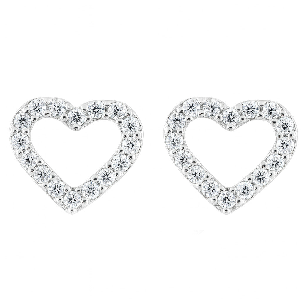 Sparkling Heart-Shaped Stud Earrings