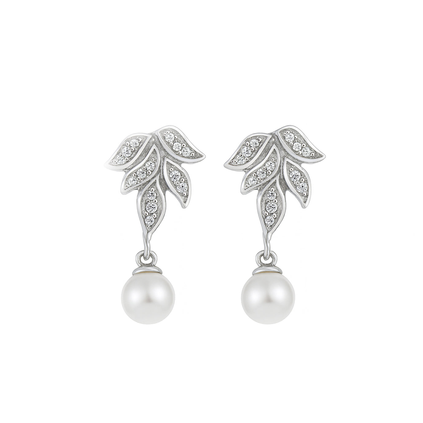Leaf pattern with hanging pearl