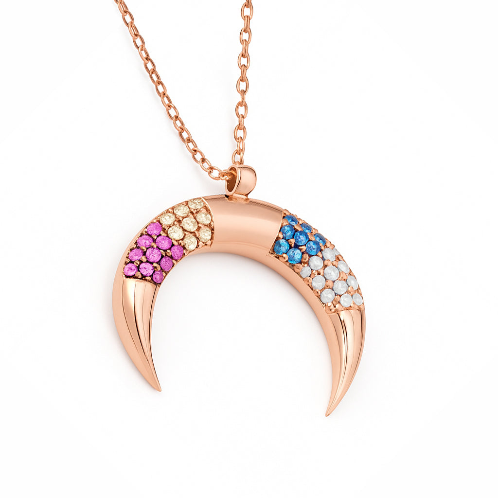 Half-Moon Multicolor Pendant Necklace