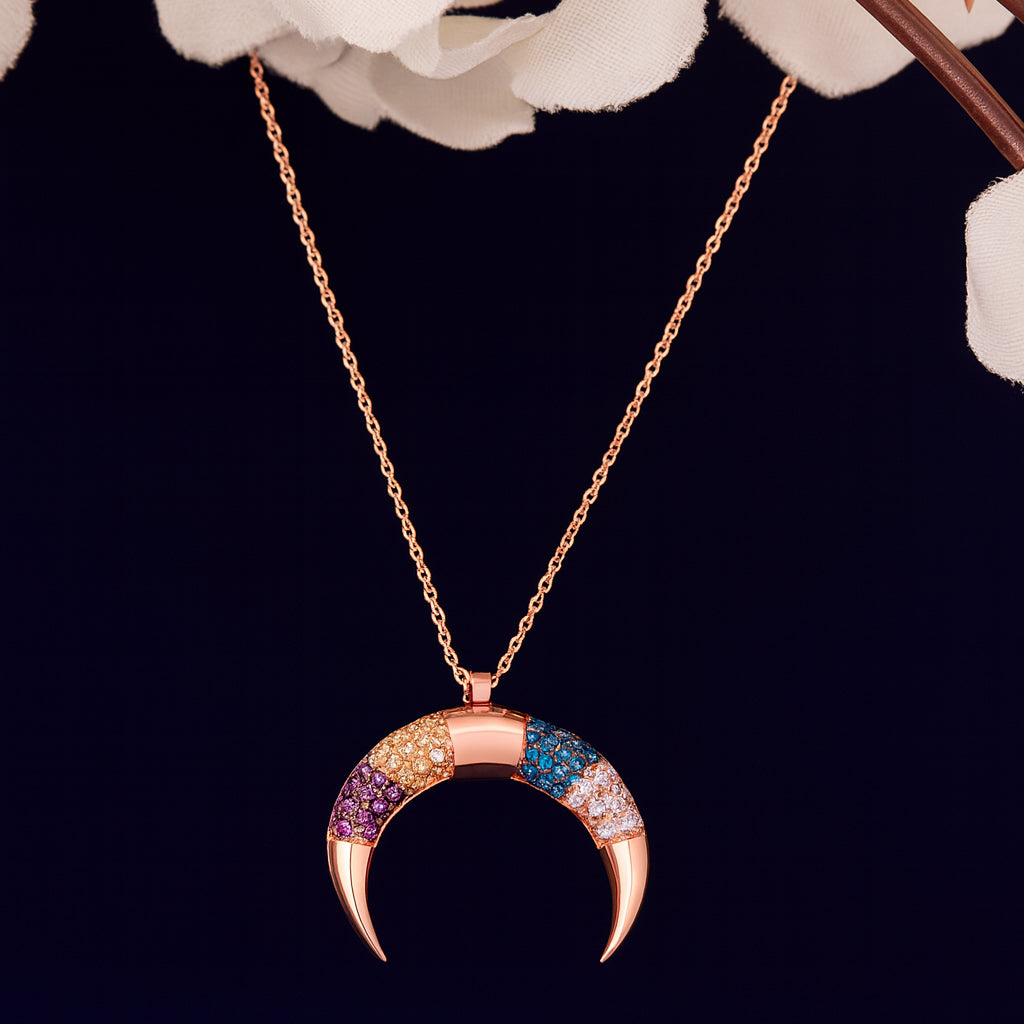 Half-Moon Multicolor Pendant Necklace