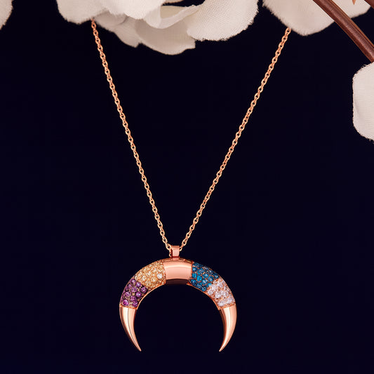 Half-Moon Multicolor Pendant Necklace
