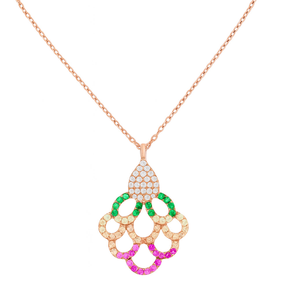 Multicolor Half Flower Pendant Necklace