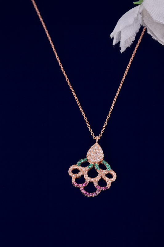 Multicolor Half Flower Pendant Necklace
