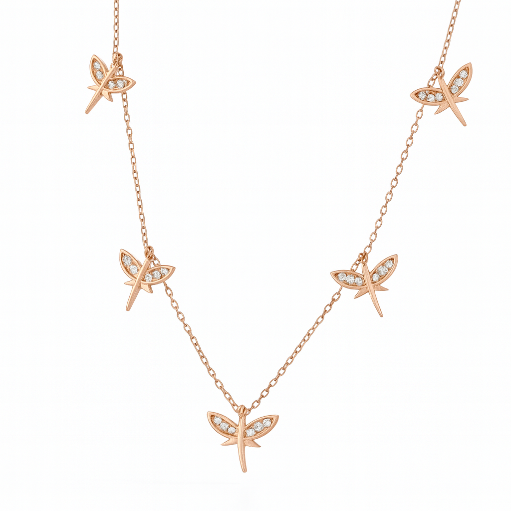 Butterfly Charm Necklace in Rose Gold