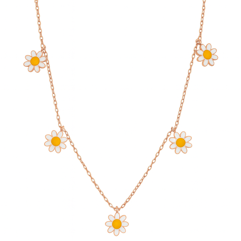 Sunflower Charm Necklace in Rose Gold