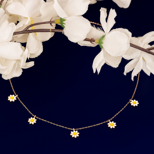 Sunflower Charm Necklace in Rose Gold