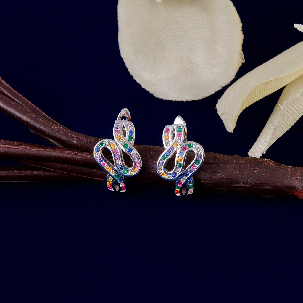Serpent Multicolor Stone Hoop Earrings