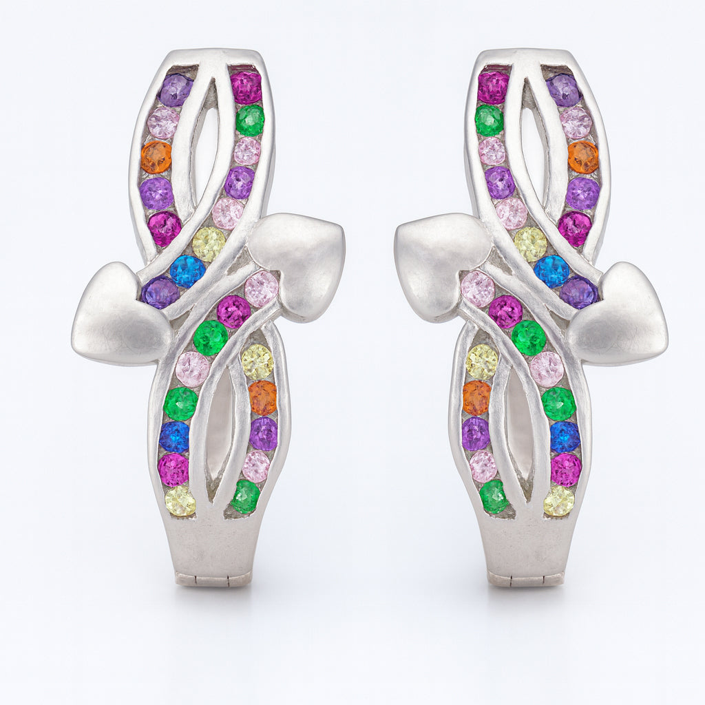 Infinity Heart Hoop Earrings with Sparkling Studded Stones