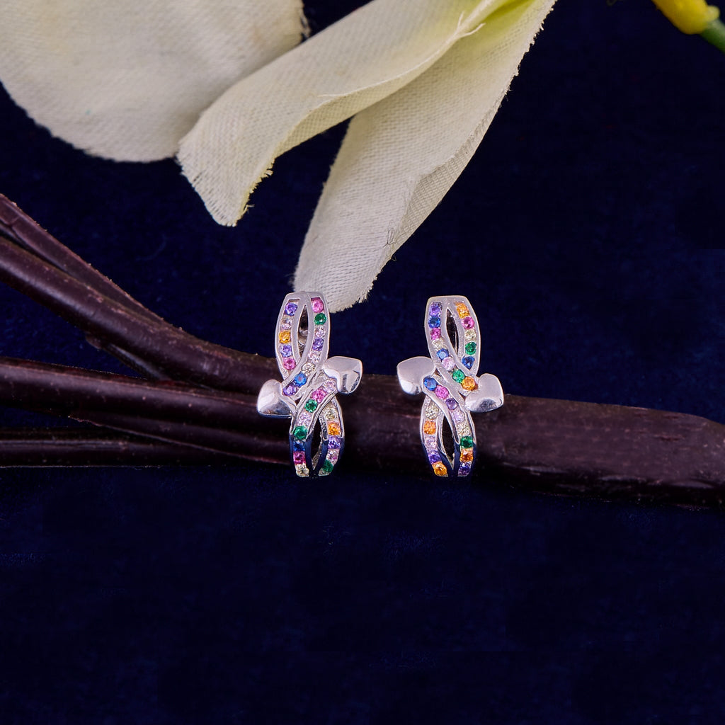 Infinity Heart Hoop Earrings with Sparkling Studded Stones