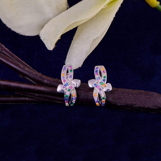 Infinity Heart Hoop Earrings with Sparkling Studded Stones