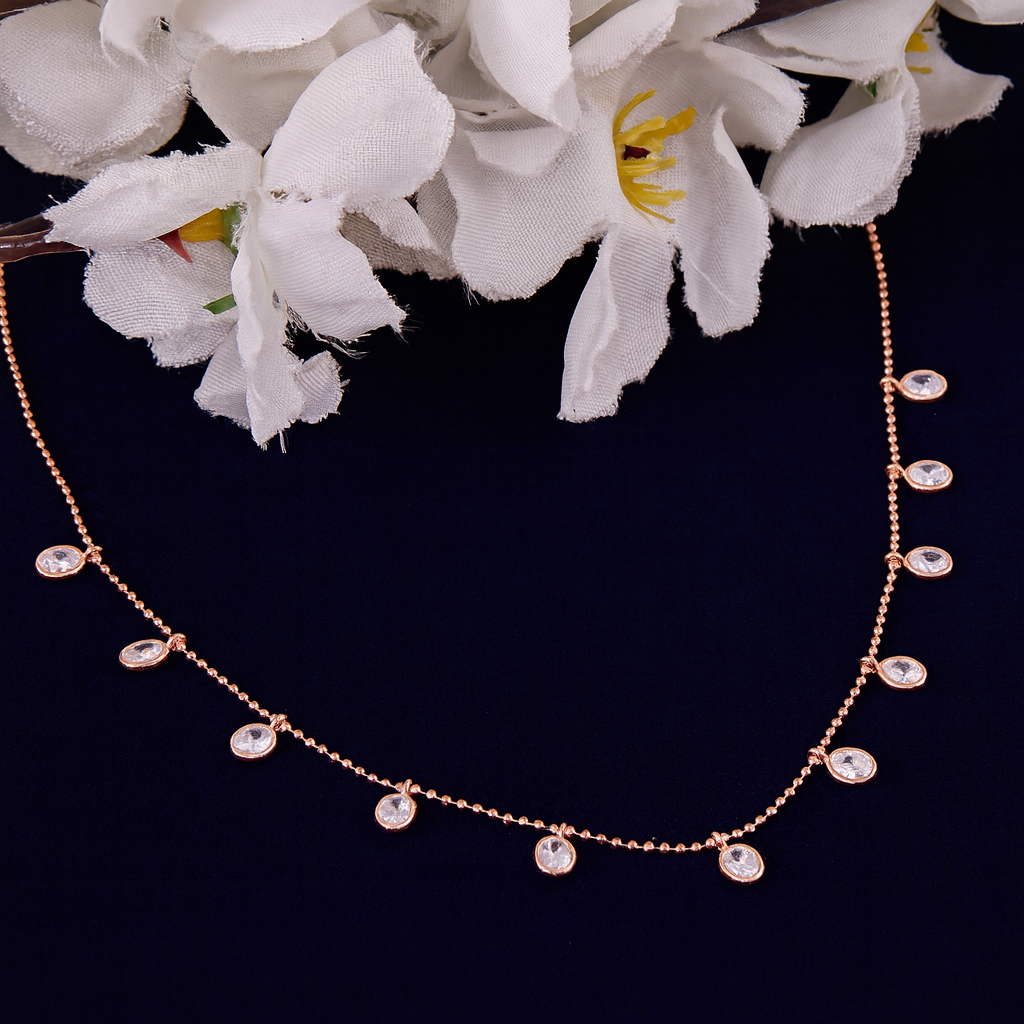 Luminous White Stone Round Pendant Necklace