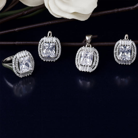 Majestic Radiance Set – Statement Pendant, Ring & Earrings in 925 Silver