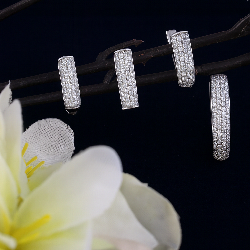 Bali Bloom Set – Studded Stone Pendant, Ring & Earrings in 925 Silver