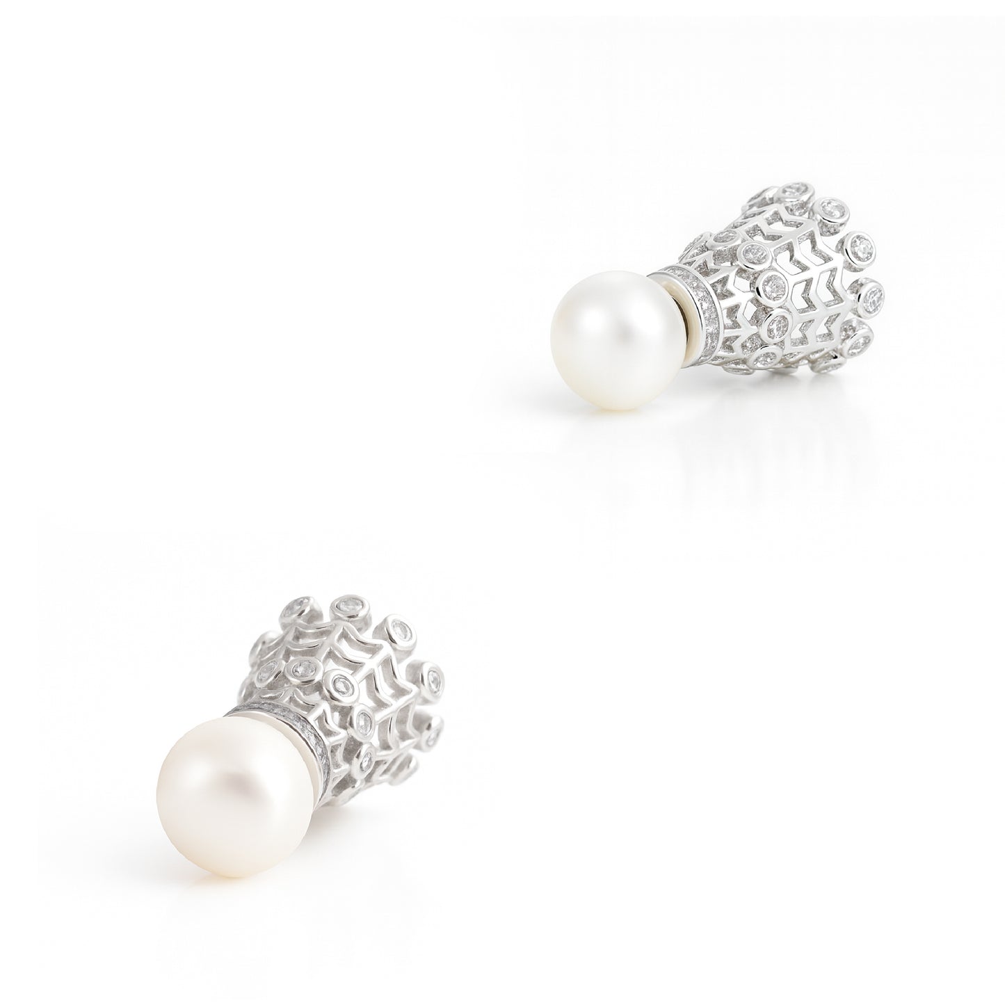 Pearl Bugadi-Style Earrings with Studded Stones