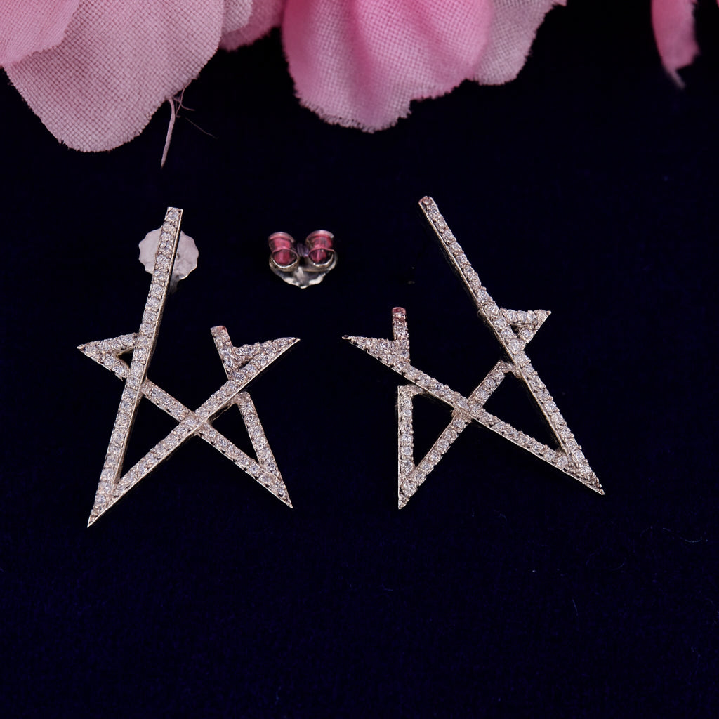 Star-Shaped Studded Stone Earrings