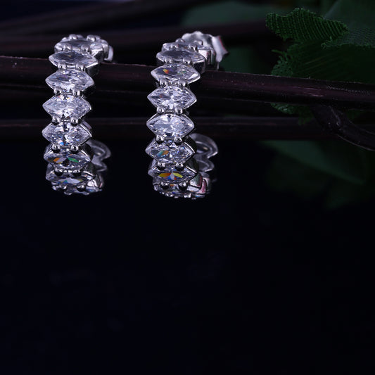 Half circle earring with studded stone