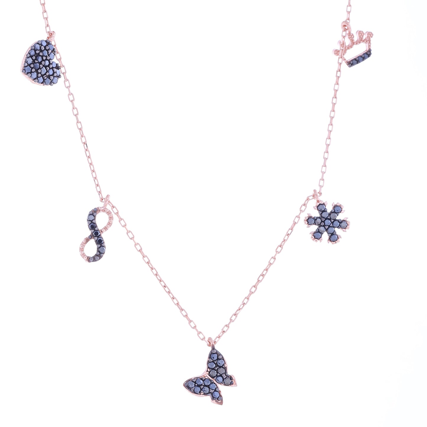 Multi-Charm Necklace in Rose Gold