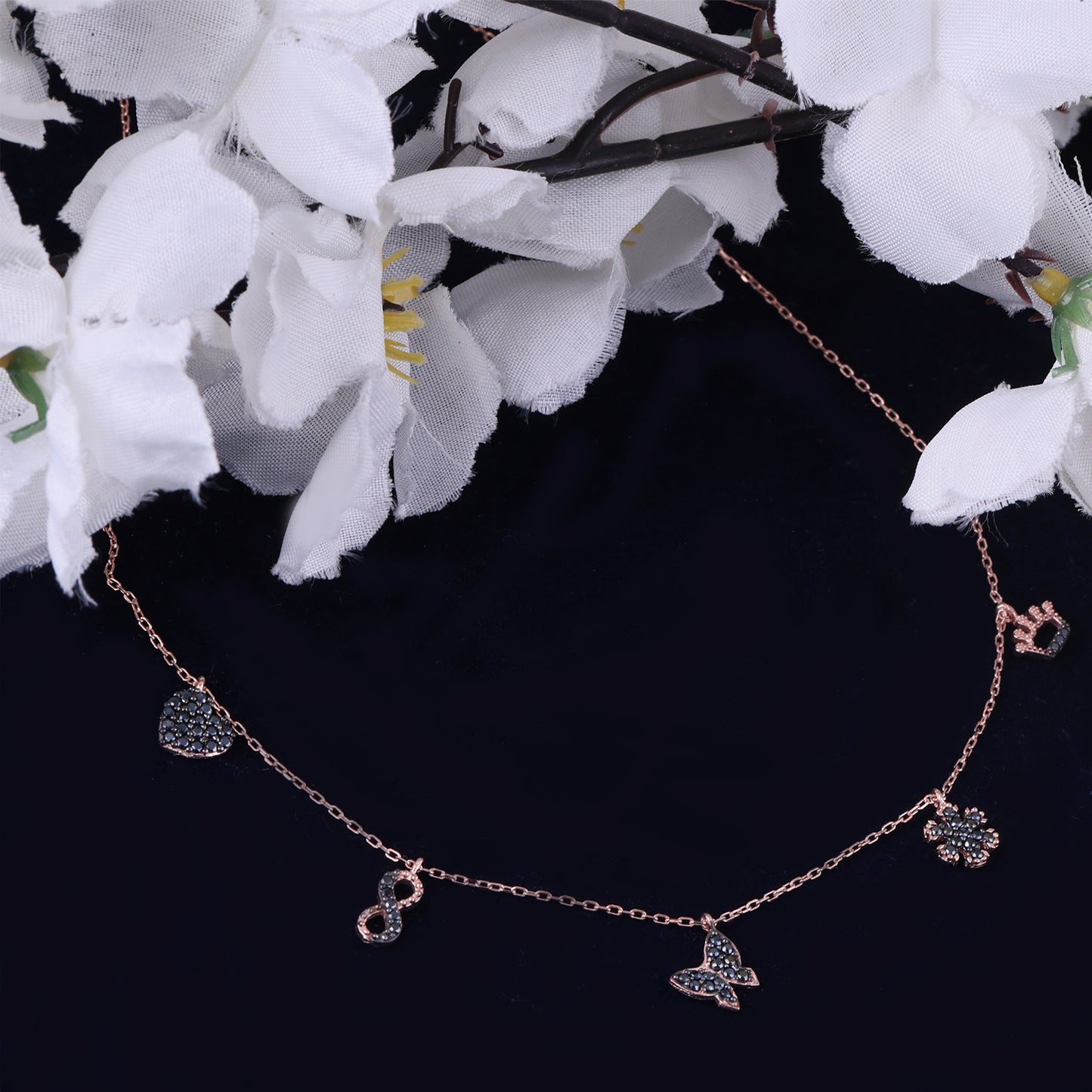 Multi-Charm Necklace in Rose Gold