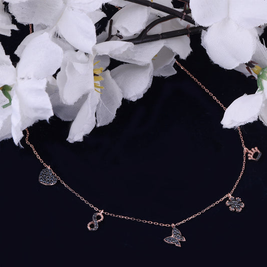 Multi-Charm Necklace in Rose Gold
