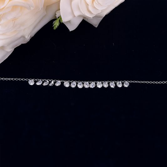 Twinkle Drops Silver Bracelet (Hanging round crystal bracelet)