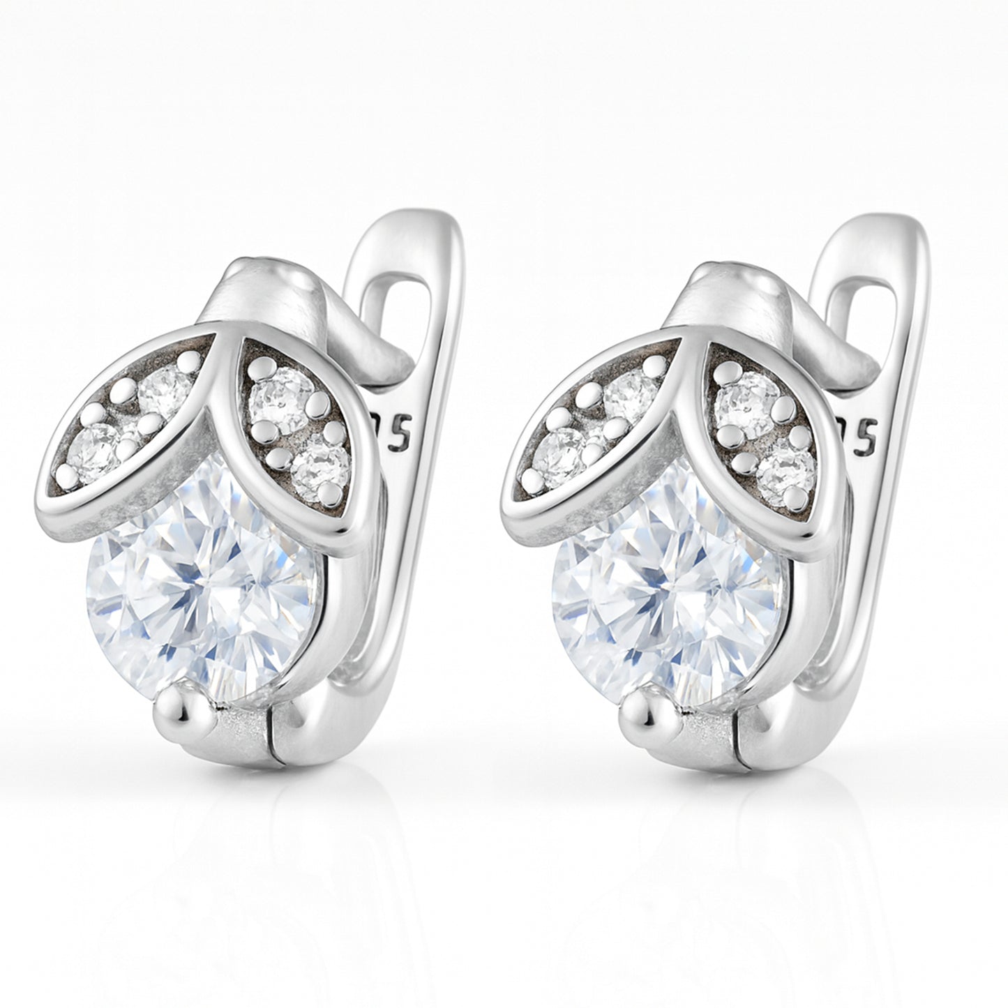 Floral Leaf Elegance Silver Bali Earrings