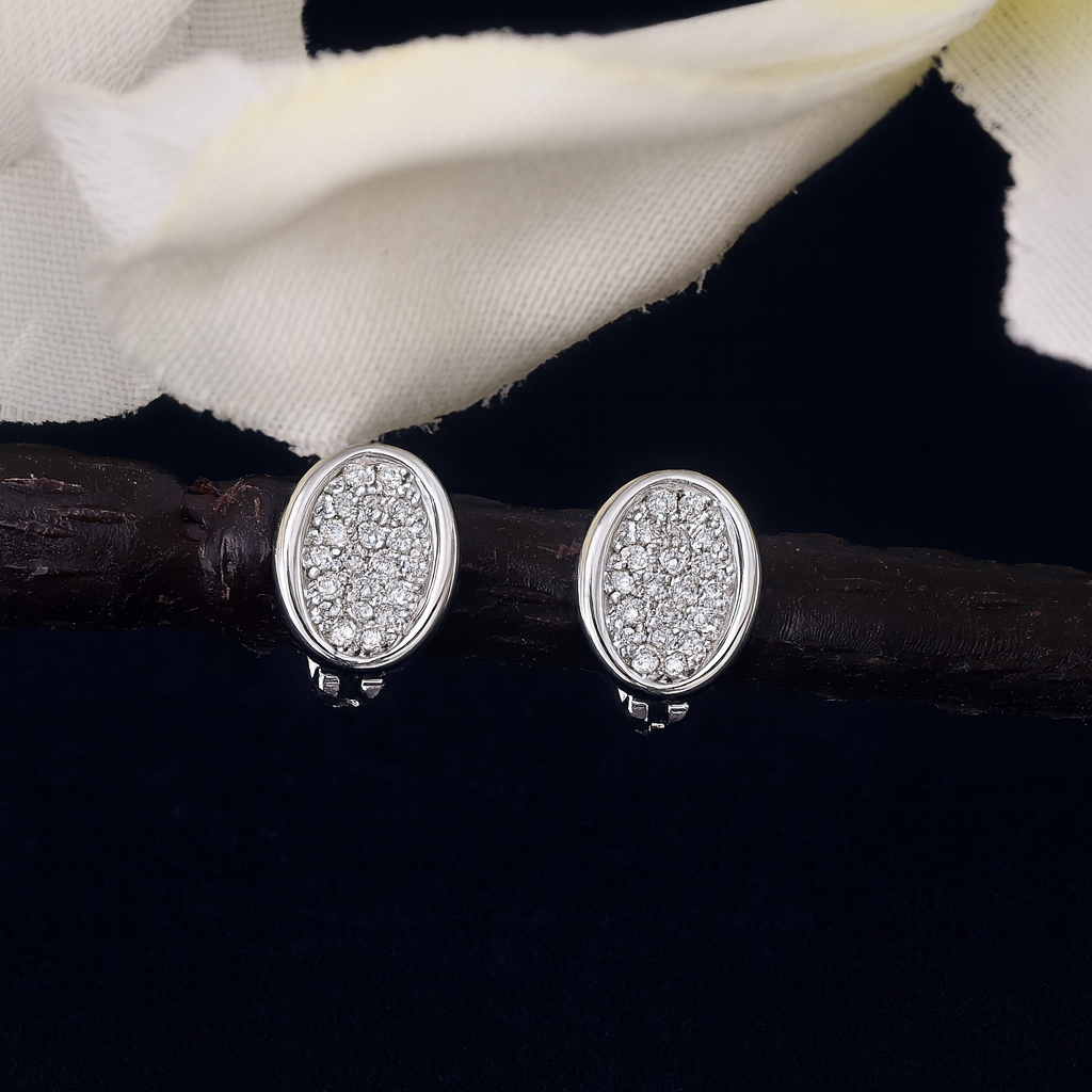 Oval Sparkle Silver Bali Earrings