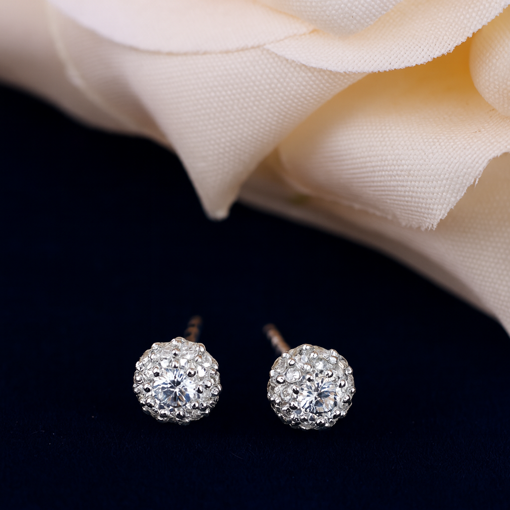 Round Ball Studded Stone Earrings