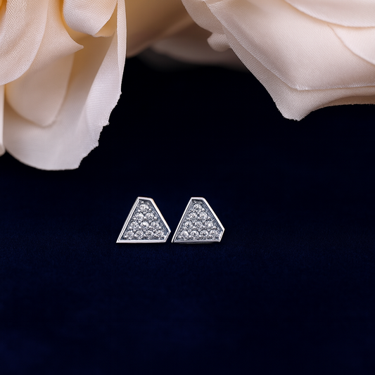 Triangle Stud Earrings with Sparkling Stones