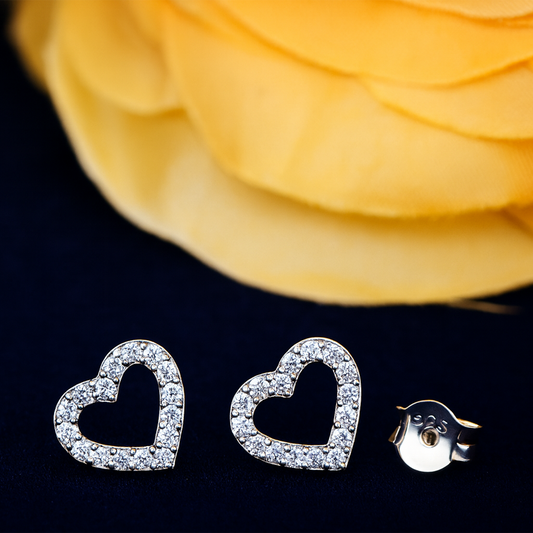 Sparkling Heart-Shaped Stud Earrings