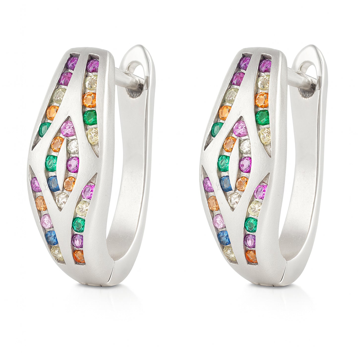 Serpent-Inspired Multicolor Stone Hoop Earrings