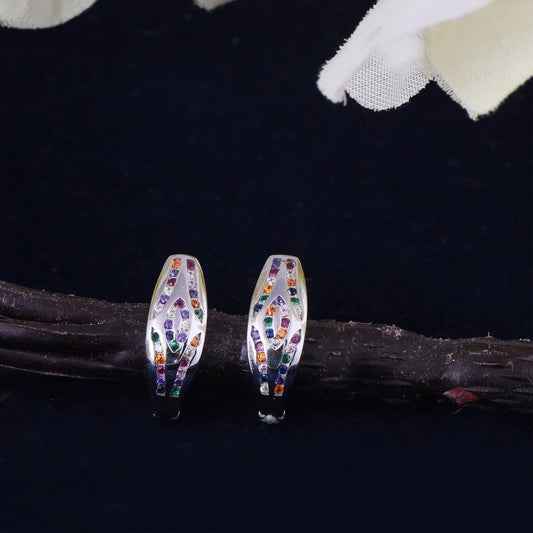 Serpent-Inspired Multicolor Stone Hoop Earrings
